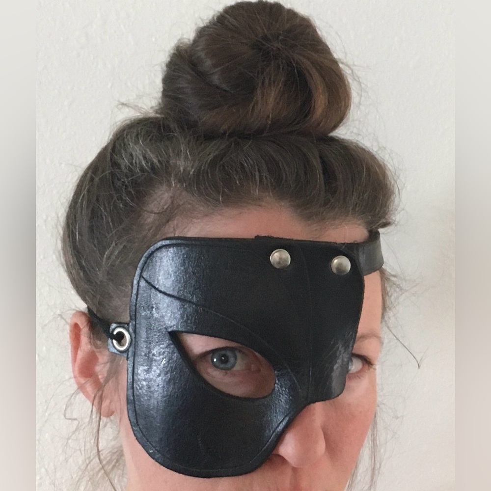 Black leather mask Halloween Fetish Witch Cosplay